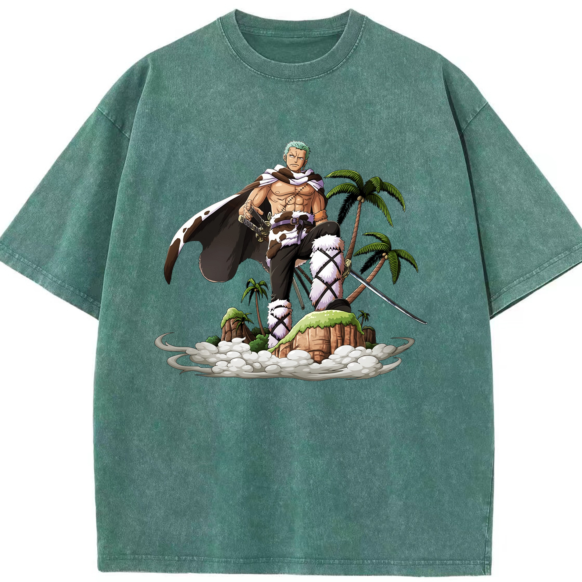ワンピース ロロノア・ゾロ ONE PIECE Roronoa Zoro 綿100% ヴィンテージ風 半袖Tシャツ（フロントプリント）